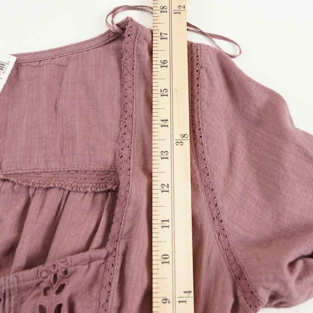 New Free People Joi Blouse Pink Roan Rouge Long Sleeve Crop Top Womens Sz XS - Picture 4 of 8